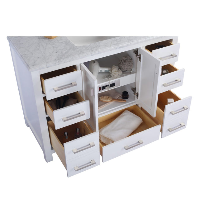 Wilson 48" White Bathroom Vanity with White Stripes Marble Countertop