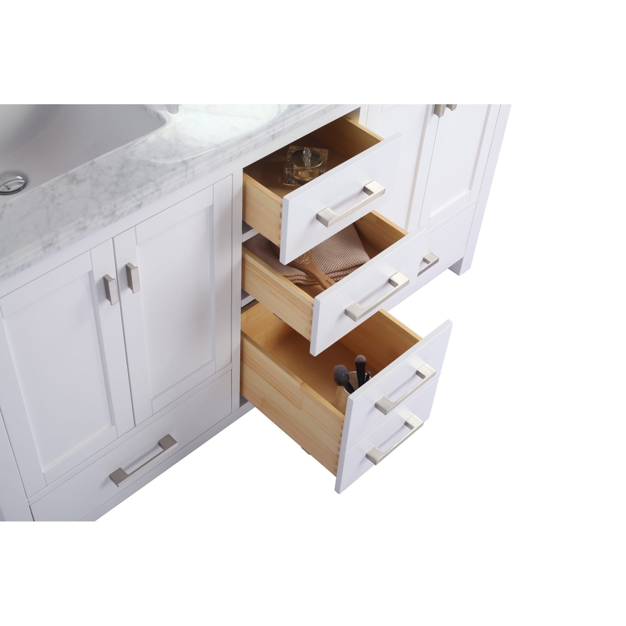 Wilson 60" White Double Sink Bathroom Vanity with Matte White VIVA Stone Solid Surface Countertop
