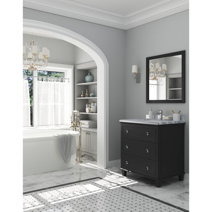 Luna 30" Espresso Bathroom Vanity with White Stripes Marble Countertop