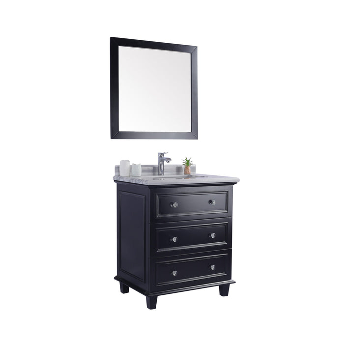Luna 30" Espresso Bathroom Vanity with White Stripes Marble Countertop