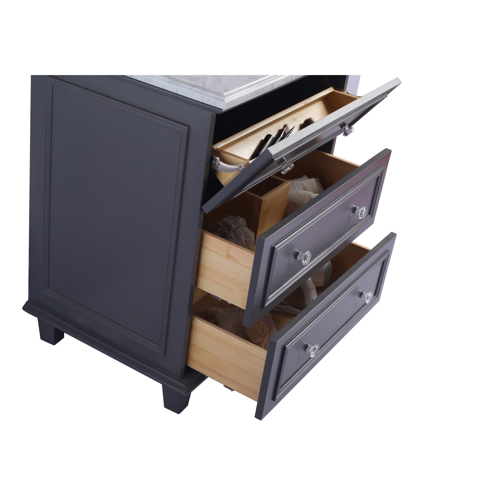 Luna 30" Maple Grey Bathroom Vanity with Black Wood Marble Countertop