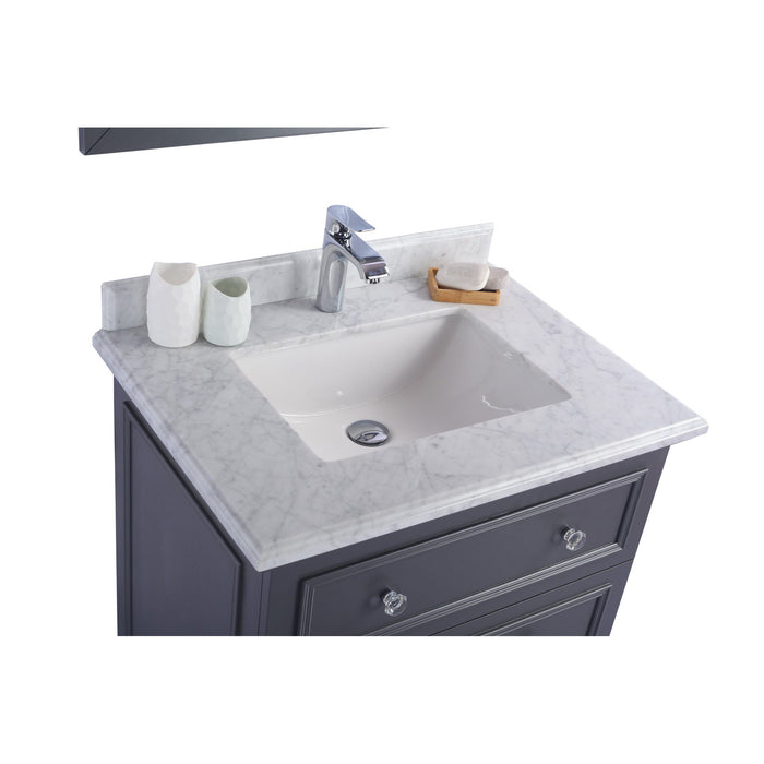 Luna 30" Maple Grey Bathroom Vanity with White Carrara Marble Countertop