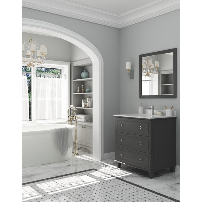 Luna 30" Maple Grey Bathroom Vanity with White Quartz Countertop