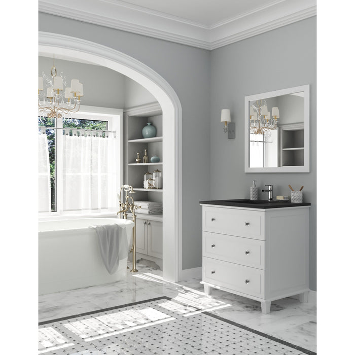 Luna 30" White Bathroom Vanity with Matte Black VIVA Stone Solid Surface Countertop