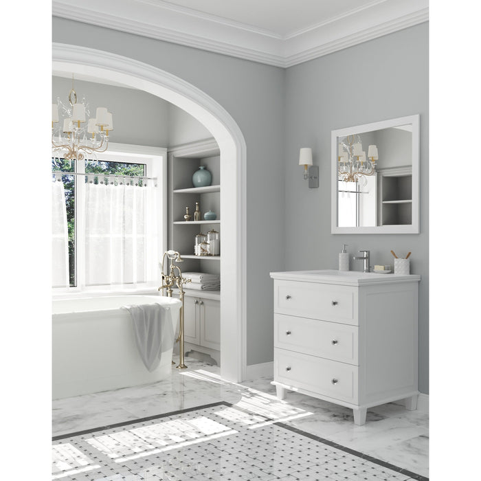 Luna 30" White Bathroom Vanity with Matte White VIVA Stone Solid Surface Countertop