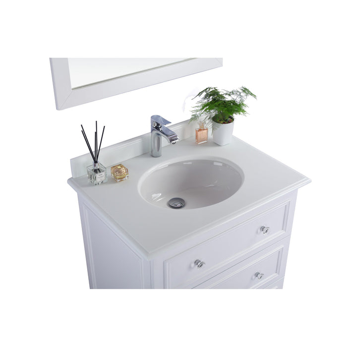 Luna 30" White Bathroom Vanity with Pure White Phoenix Stone Countertop