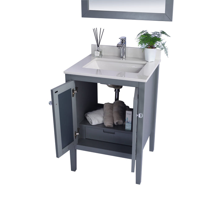 Mediterraneo 24" Grey Bathroom Vanity with White Quartz Countertop