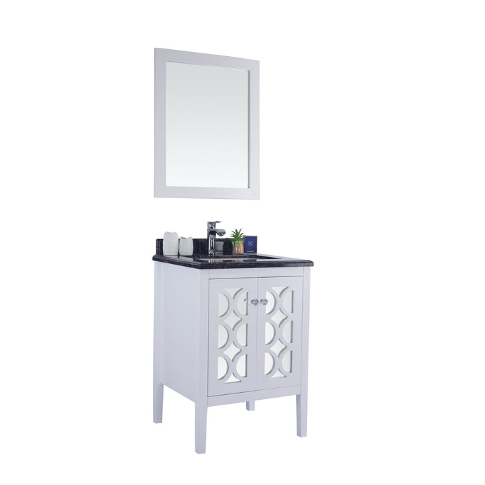 Mediterraneo 24" White Bathroom Vanity with Black Wood Marble Countertop
