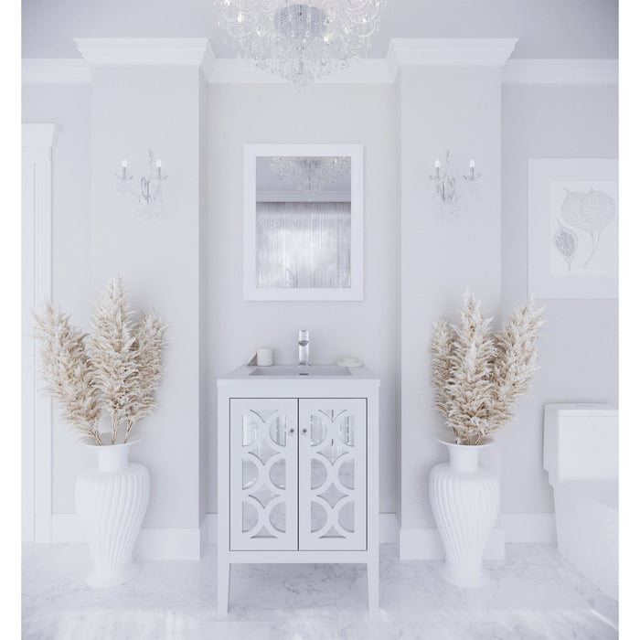 Mediterraneo 24" White Bathroom Vanity with Matte White VIVA Stone Solid Surface Countertop