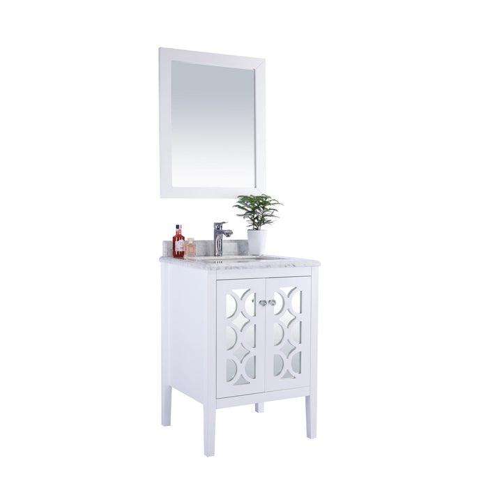 Mediterraneo 24" White Bathroom Vanity with White Carrara Marble Countertop