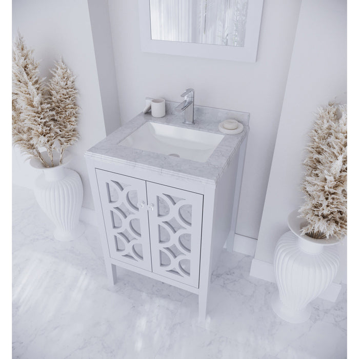Mediterraneo 24" White Bathroom Vanity with White Carrara Marble Countertop