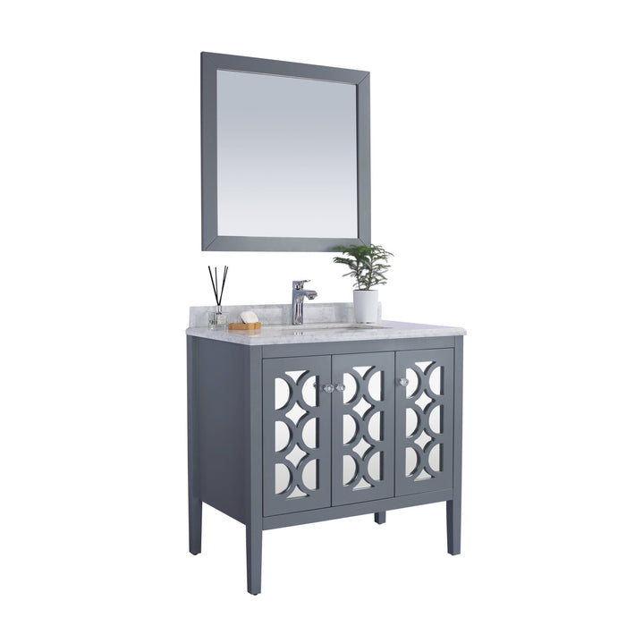Mediterraneo 36" Grey Bathroom Vanity with White Carrara Marble Countertop