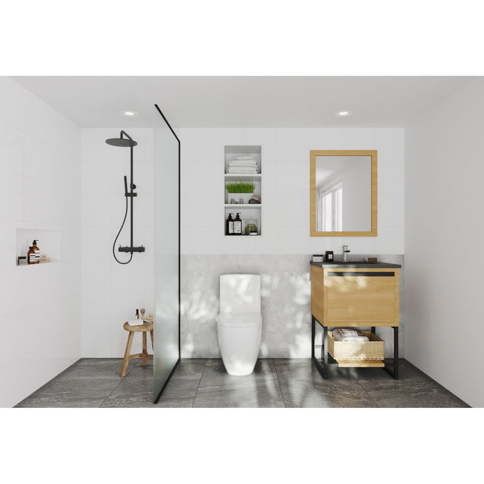 Alto 24" California White Oak Bathroom Vanity with Matte Black VIVA Stone Solid Surface Countertop