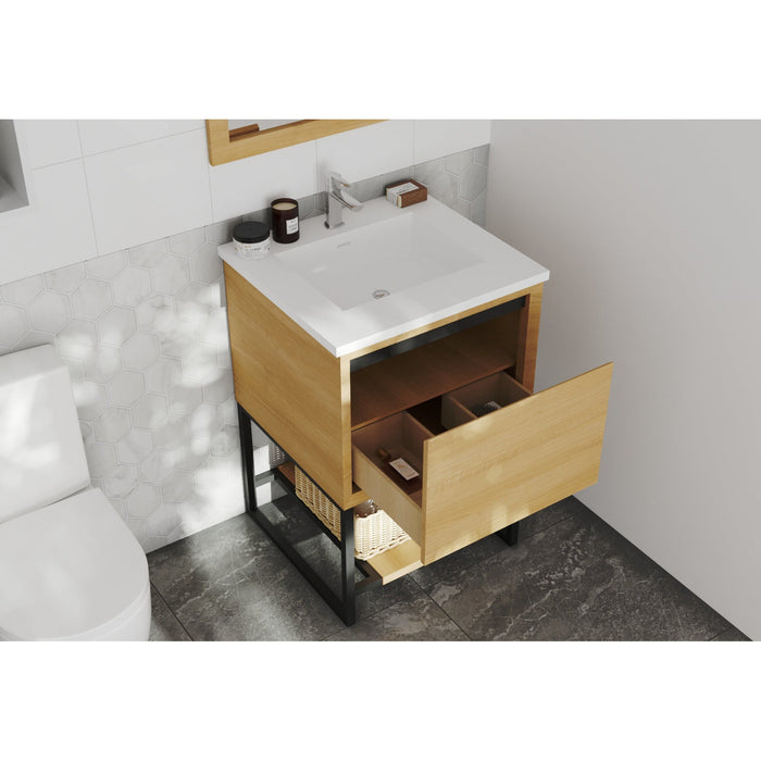 Alto 24" California White Oak Bathroom Vanity with Matte White VIVA Stone Solid Surface Countertop