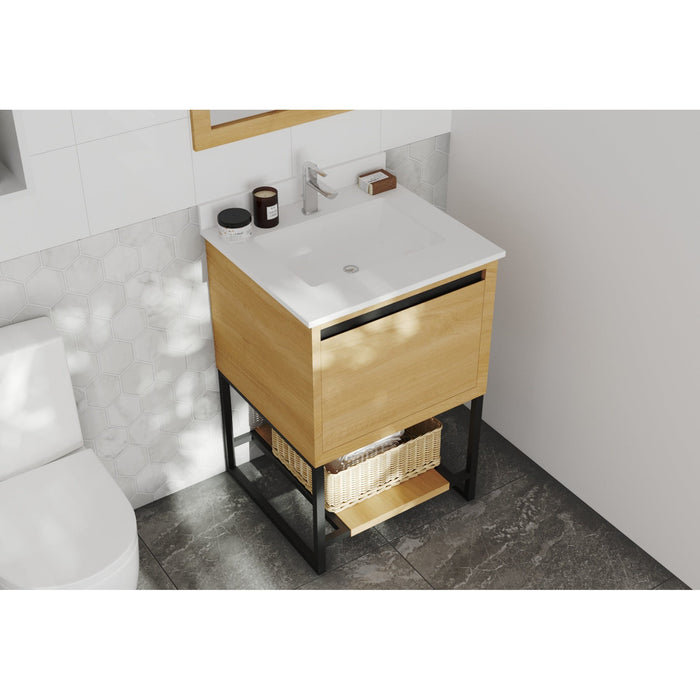 Alto 24" California White Oak Bathroom Vanity with White Quartz Countertop