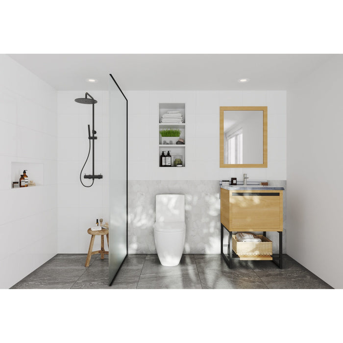 Alto 24" California White Oak Bathroom Vanity with White Stripes Marble Countertop