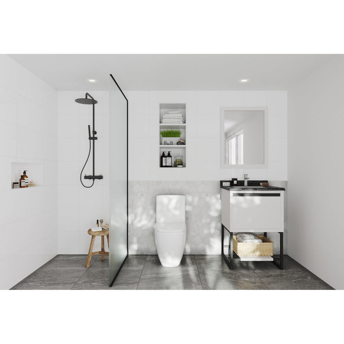 Alto 24" White Bathroom Vanity with Black Wood Marble Countertop