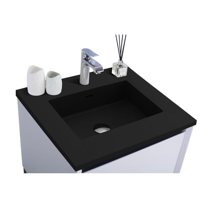 Alto 24" White Bathroom Vanity with Matte Black VIVA Stone Solid Surface Countertop