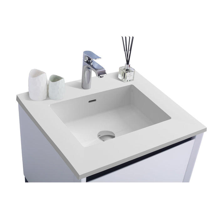 Alto 24" White Bathroom Vanity with Matte White VIVA Stone Solid Surface Countertop