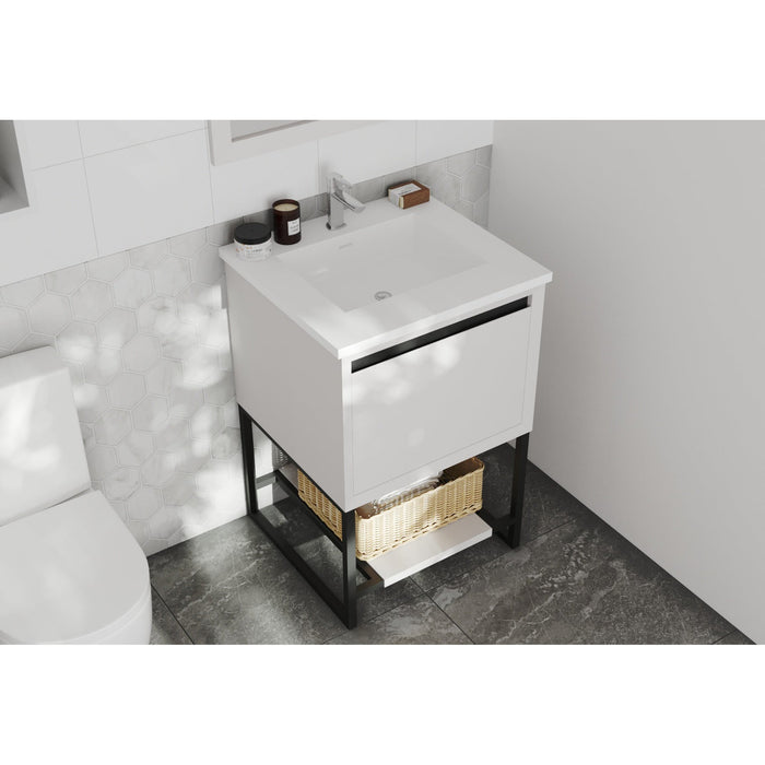 Alto 24" White Bathroom Vanity with Matte White VIVA Stone Solid Surface Countertop