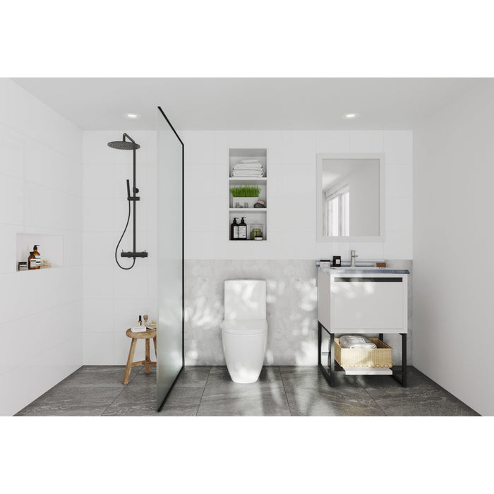 Alto 24" White Bathroom Vanity with White Stripes Marble Countertop