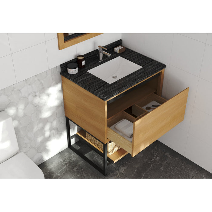 Alto 30" California White Oak Bathroom Vanity with Black Wood Marble Countertop