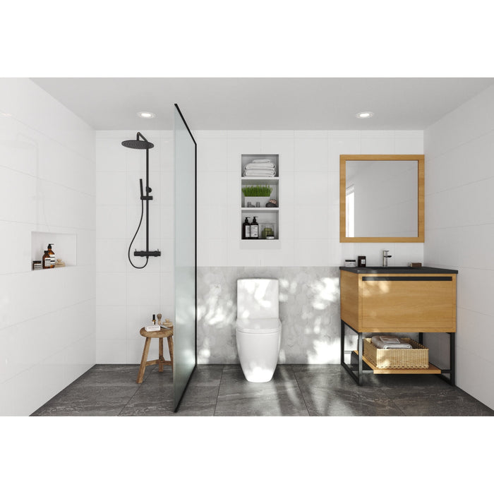 Alto 30" California White Oak Bathroom Vanity with Matte Black VIVA Stone Solid Surface Countertop