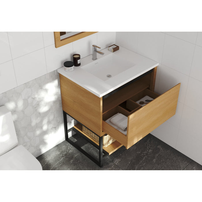 Alto 30" California White Oak Bathroom Vanity with Matte White VIVA Stone Solid Surface Countertop