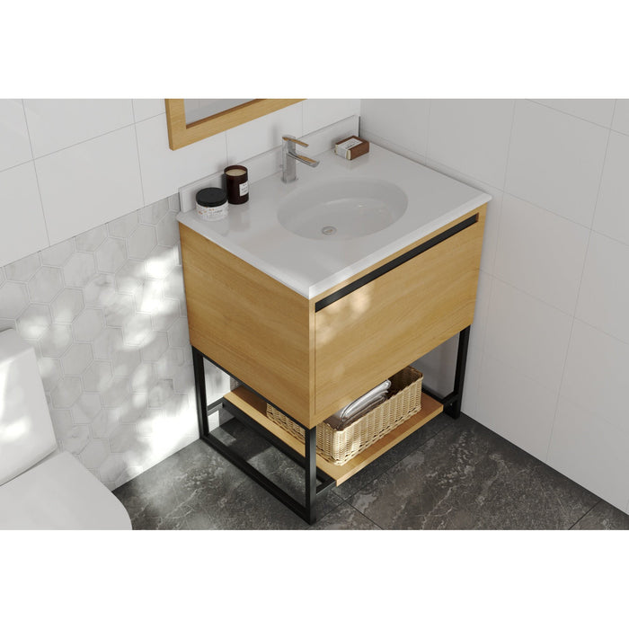 Alto 30" California White Oak Bathroom Vanity with Pure White Phoenix Stone Countertop