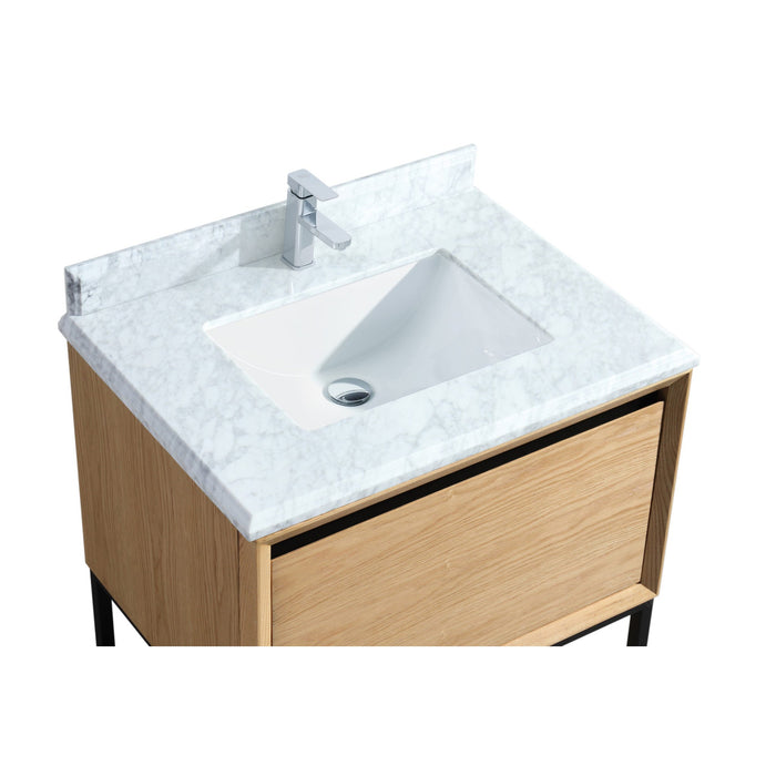 Alto 30" California White Oak Bathroom Vanity with White Carrara Marble Countertop