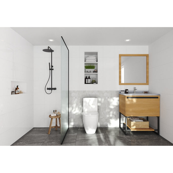 Alto 30" California White Oak Bathroom Vanity with White Stripes Marble Countertop