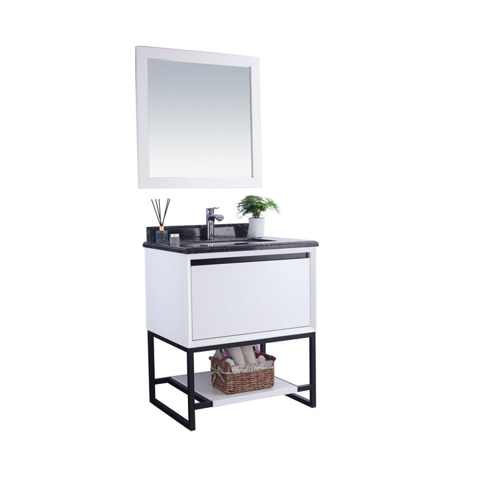 Alto 30" White Bathroom Vanity with Black Wood Marble Countertop