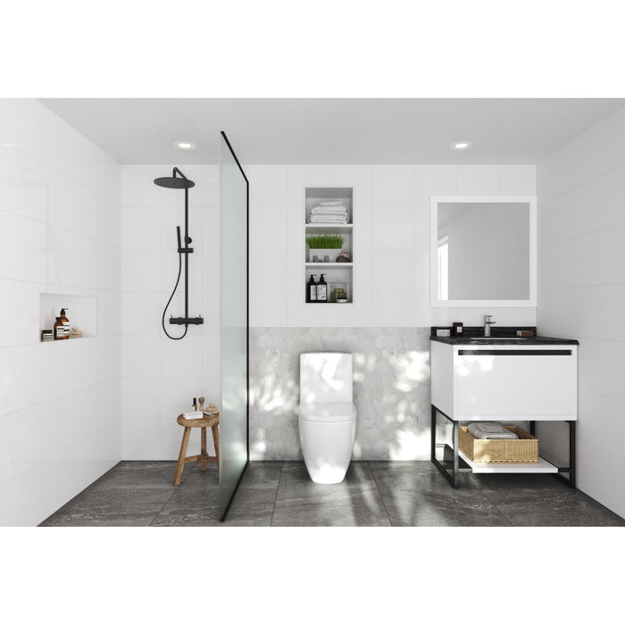Alto 30" White Bathroom Vanity with Black Wood Marble Countertop