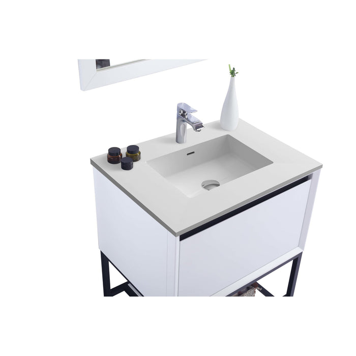 Alto 30" White Bathroom Vanity with Matte White VIVA Stone Solid Surface Countertop