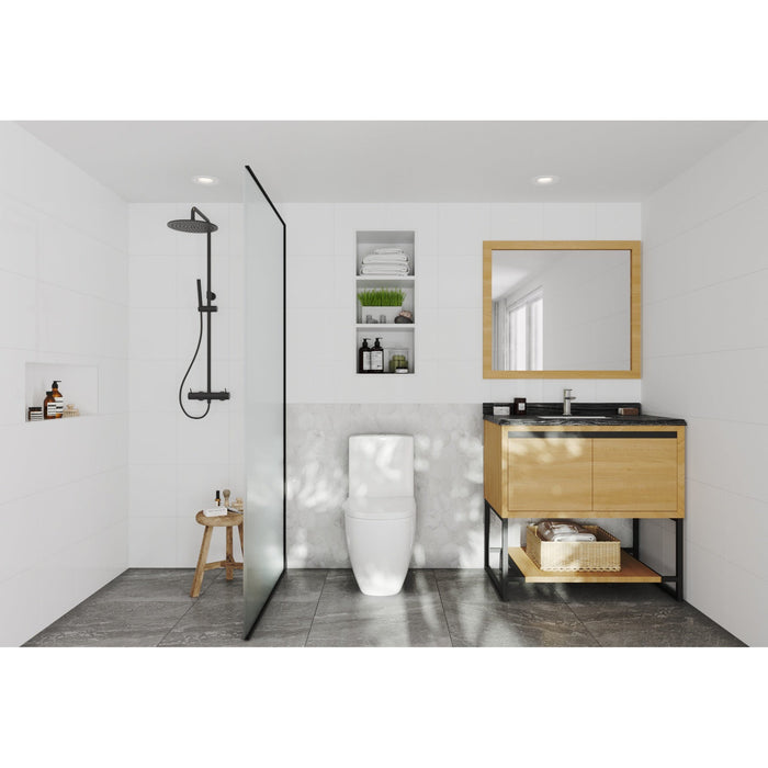 Alto 36" California White Oak Bathroom Vanity with Black Wood Marble Countertop