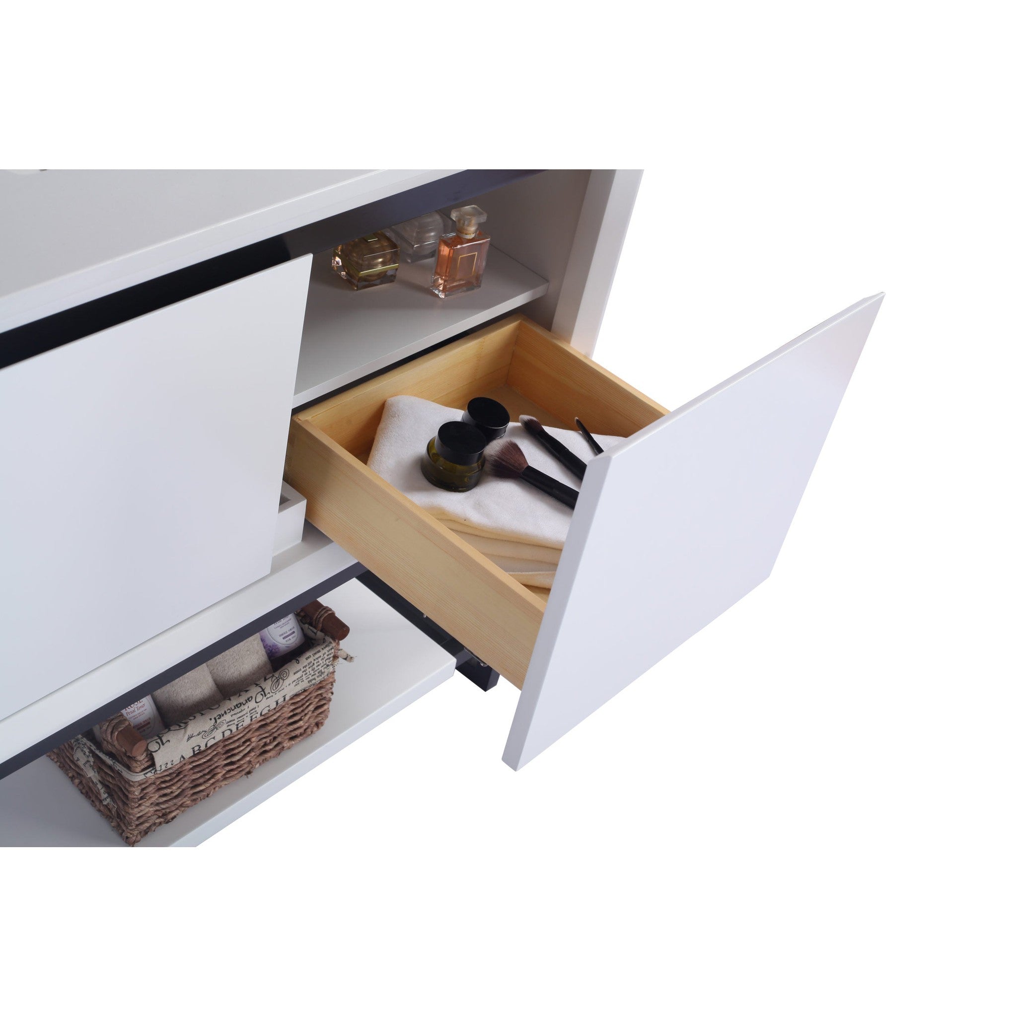 Alto 36" White Bathroom Vanity with Black Wood Marble Countertop