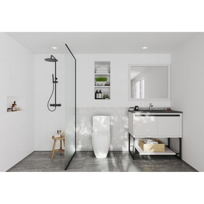 Alto 36" White Bathroom Vanity with Matte Black VIVA Stone Solid Surface Countertop
