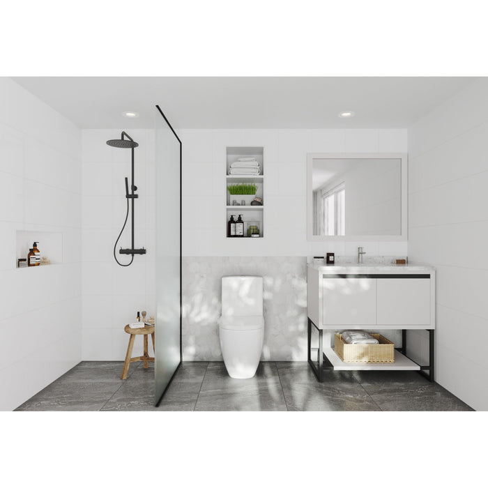 Alto 36" White Bathroom Vanity with White Carrara Marble Countertop
