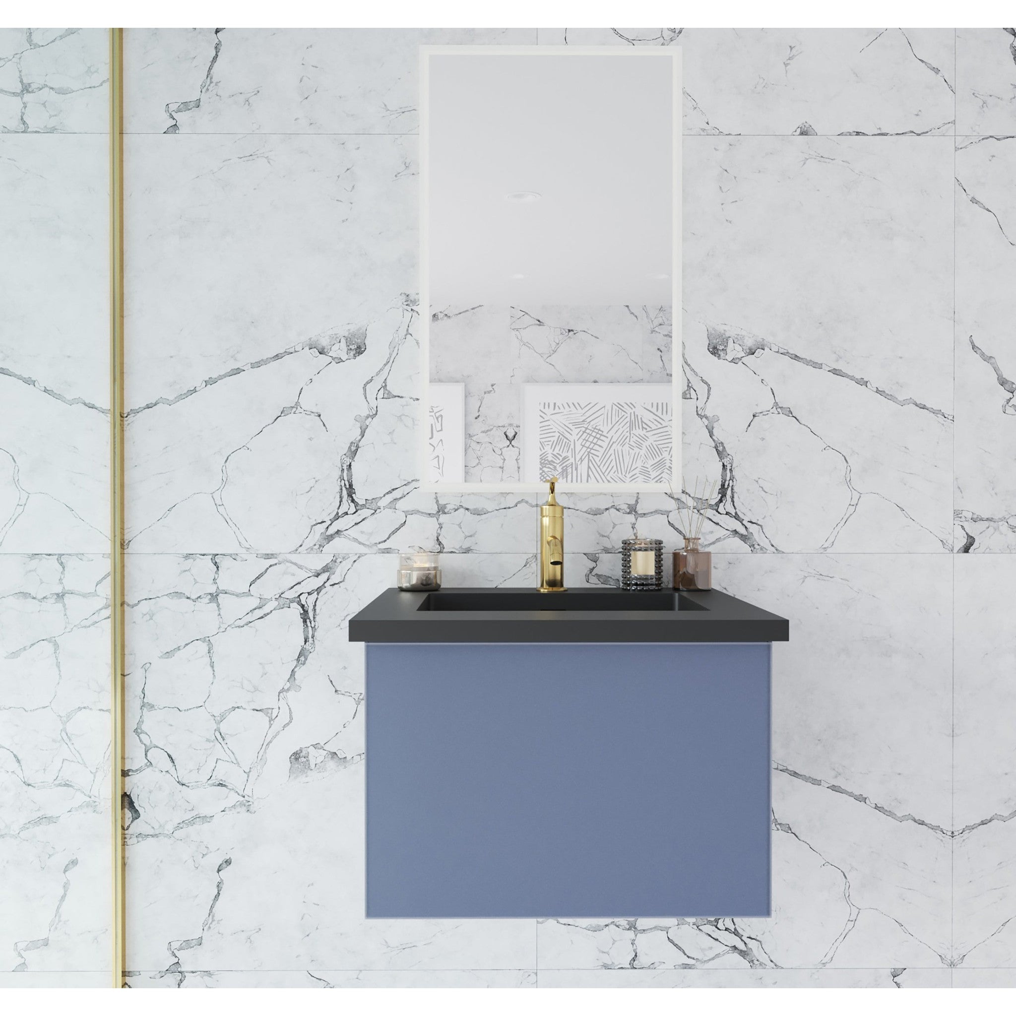Vitri 24" Nautical Blue Wall Hung Bathroom Vanity Cabinet