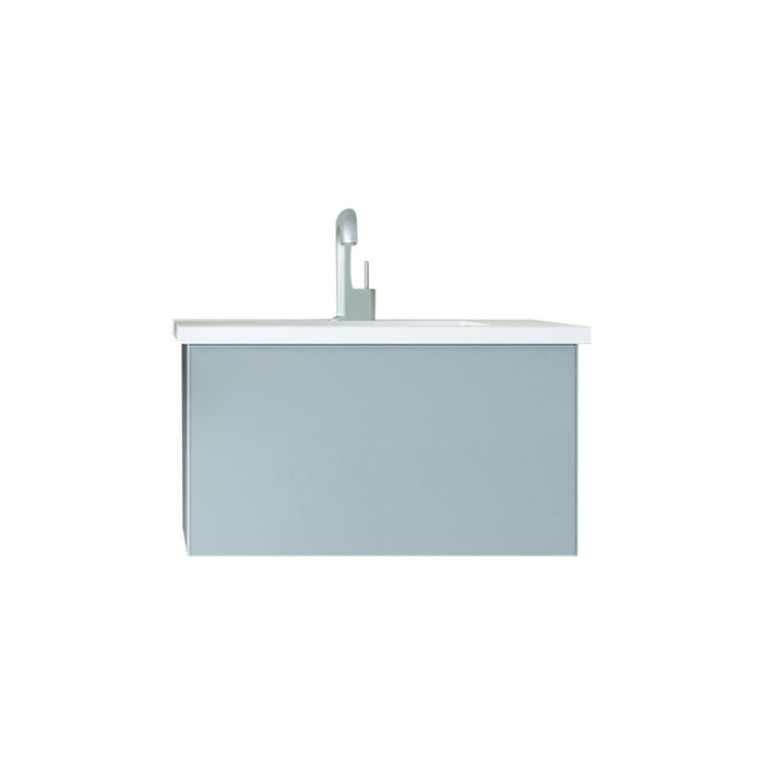 Vitri 30" Fossil Grey Bathroom Vanity with VIVA Stone Matte White Solid Surface Countertop