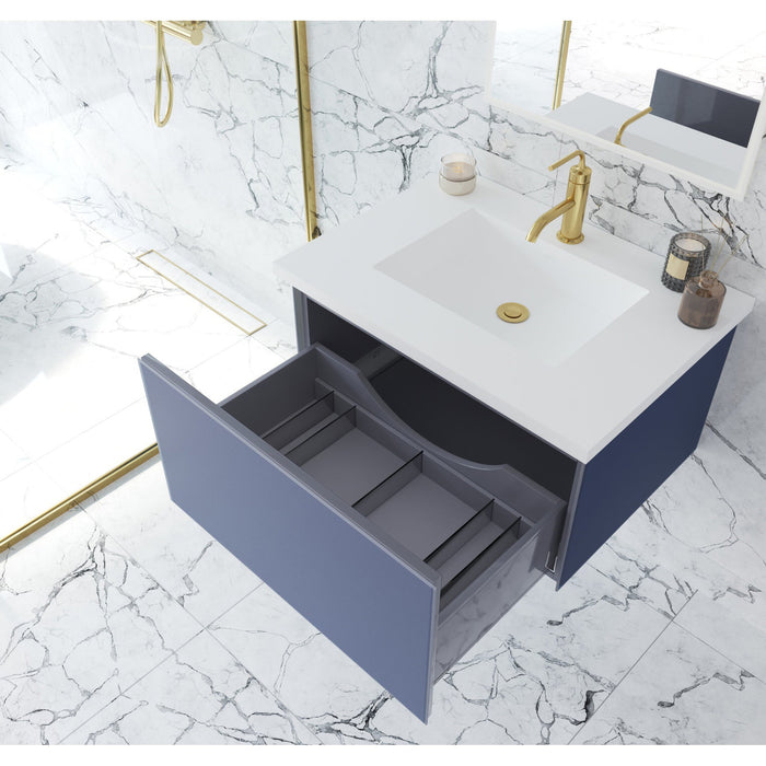 Vitri 30" Nautical Blue Bathroom Vanity with VIVA Stone Matte White Solid Surface Countertop