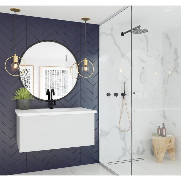 Vitri 36" Cloud White Bathroom Vanity with VIVA Stone Matte White Solid Surface Countertop