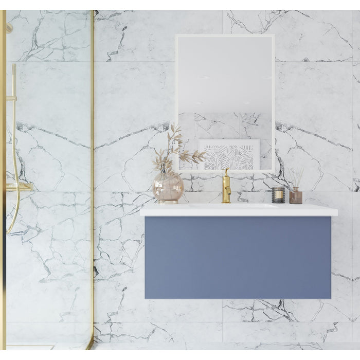 Vitri 36" Nautical Blue Bathroom Vanity with VIVA Stone Matte White Solid Surface Countertop