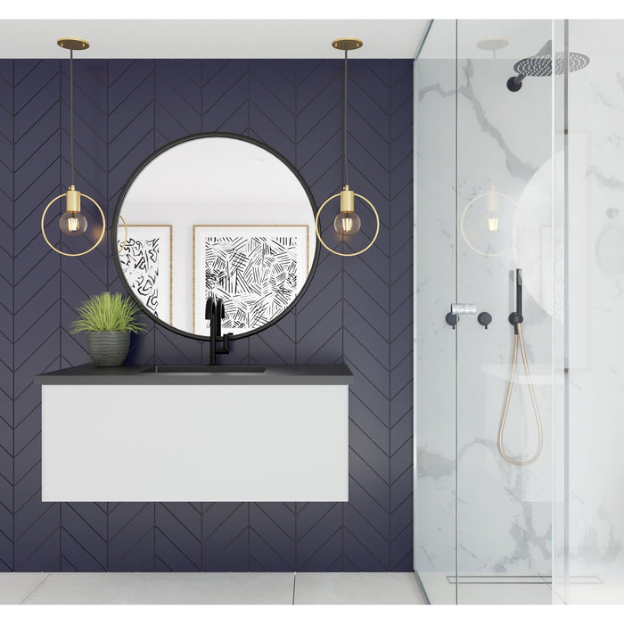 Vitri 42" Cloud White Bathroom Vanity with VIVA Stone Matte Black Solid Surface Countertop