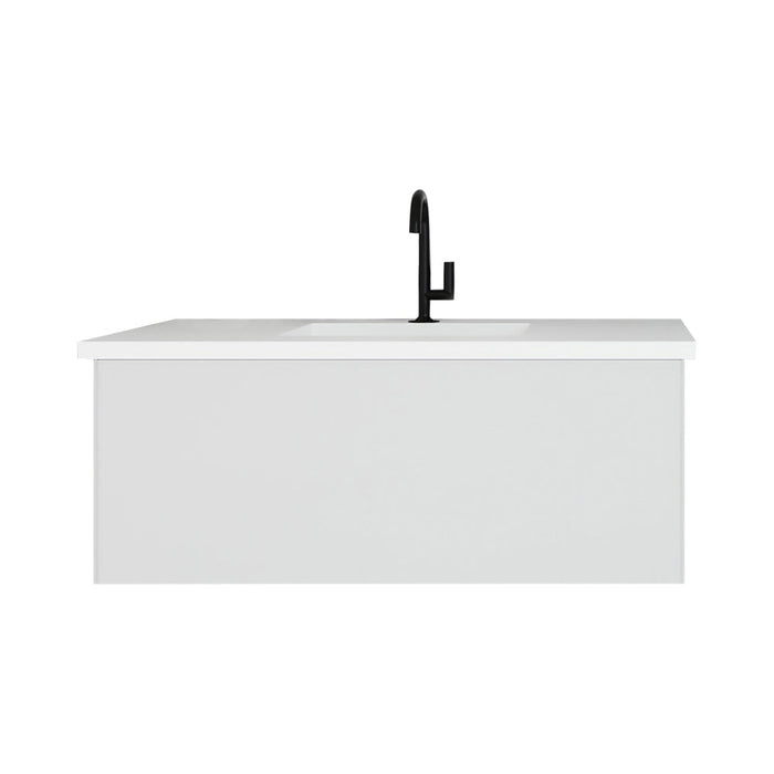 Vitri 42" Cloud White Bathroom Vanity with VIVA Stone Matte White Solid Surface Countertop