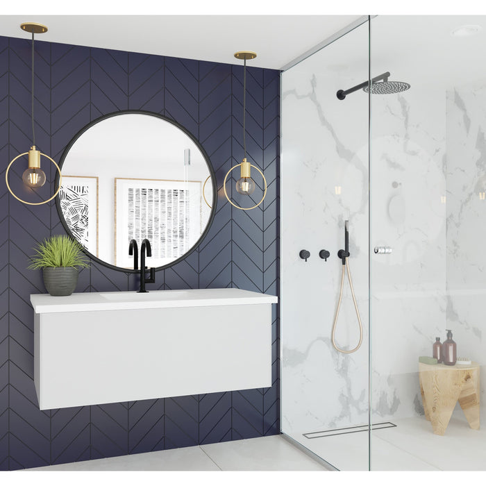 Vitri 42" Cloud White Bathroom Vanity with VIVA Stone Matte White Solid Surface Countertop