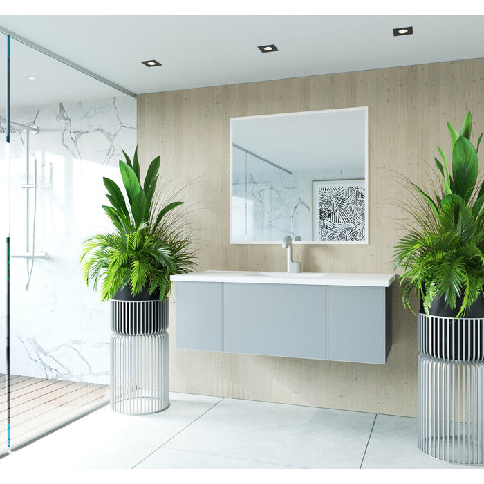 Vitri 48" Fossil Grey Bathroom Vanity with VIVA Stone Matte White Solid Surface Countertop