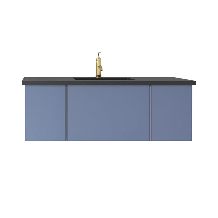 Vitri 48" Nautical Blue Bathroom Vanity with VIVA Stone Matte Black Solid Surface Countertop