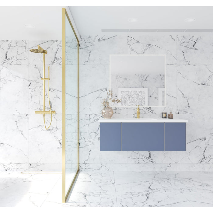 Vitri 48" Nautical Blue Bathroom Vanity with VIVA Stone Matte White Solid Surface Countertop