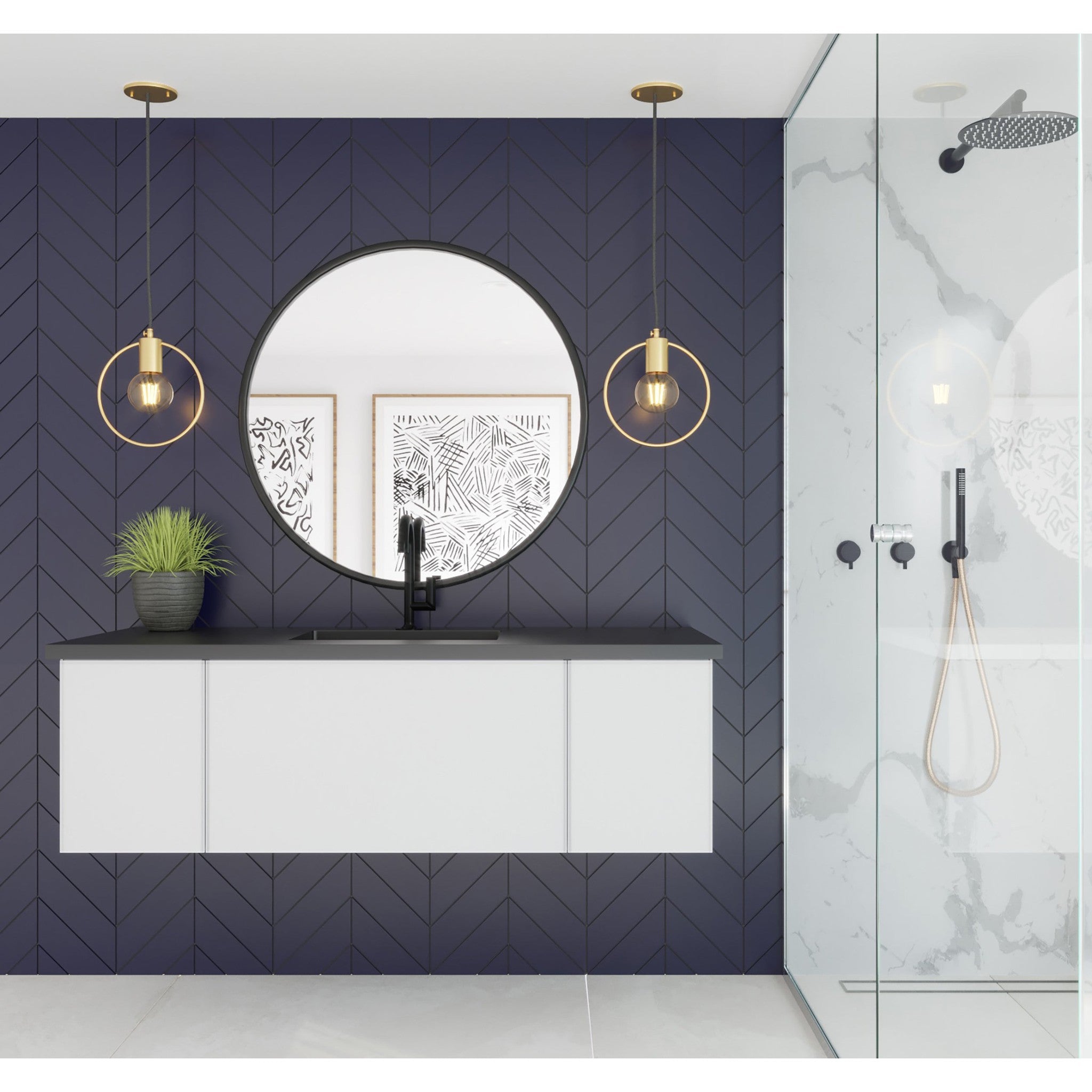 Vitri 54" Cloud White Wall Hung Bathroom Vanity Cabinet
